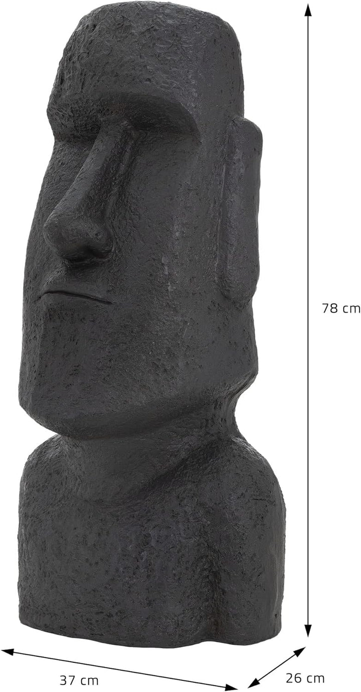 ECD Germany Moai Figur Rapa Nui Kopf 78cm hoch, Anthrazit, aus wetterfestem Kunstharz Polyresin, Ost