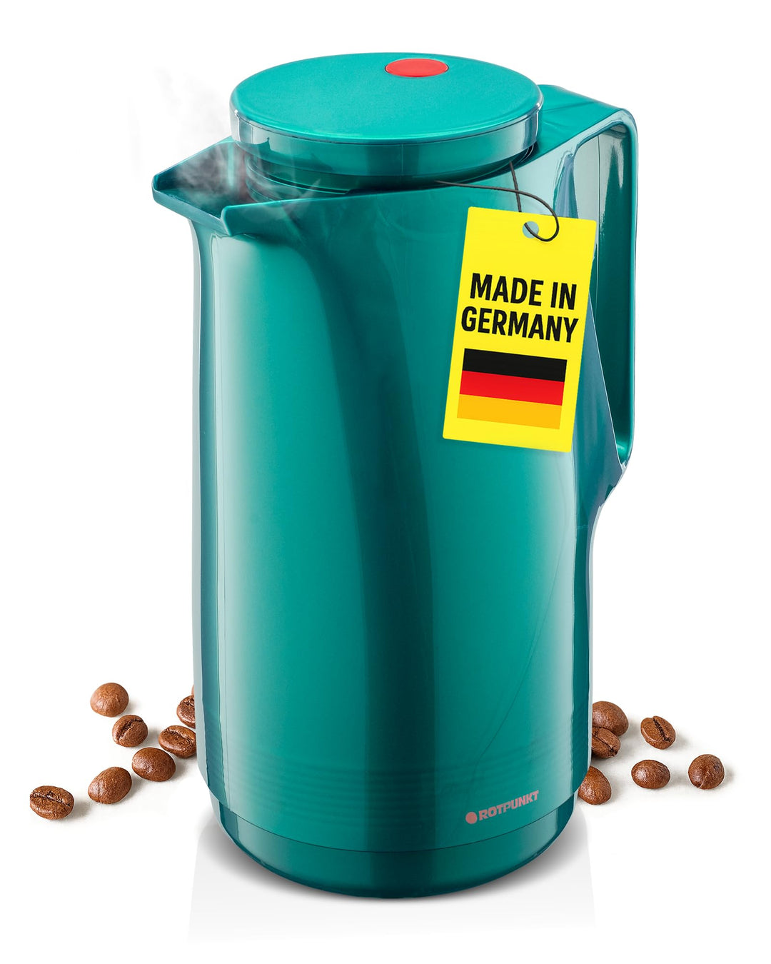 ROTPUNKT Isolierkanne 1L - Premium Kaffekanne Made in Germany I Hält bis zu 24 Std heiss I Warmhalte