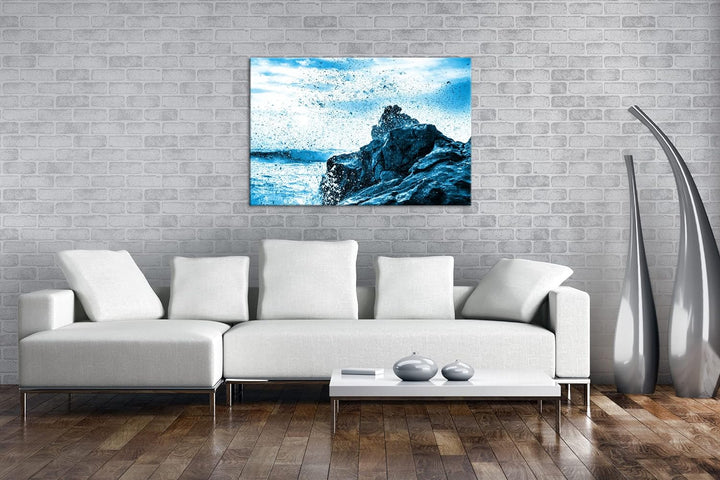 deyoli atemberaubende El Golfo Küste in Spanien Format 80x60 Effekt: Monocrome Blau als Leinwandbild