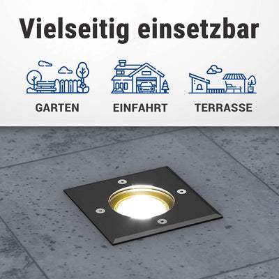 lambado® LED Bodenstrahler für Aussen - extra flach, wasserdicht & befahrbar inkl. 5W Strahler warmw