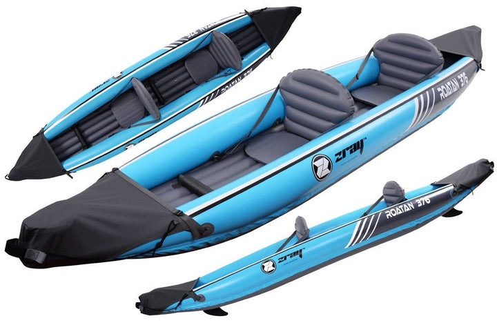 KANU KAJAK Zray ROATAN 376 aufblasbar für zwei Personen mit Paddel, Luftpumpe und Tasche