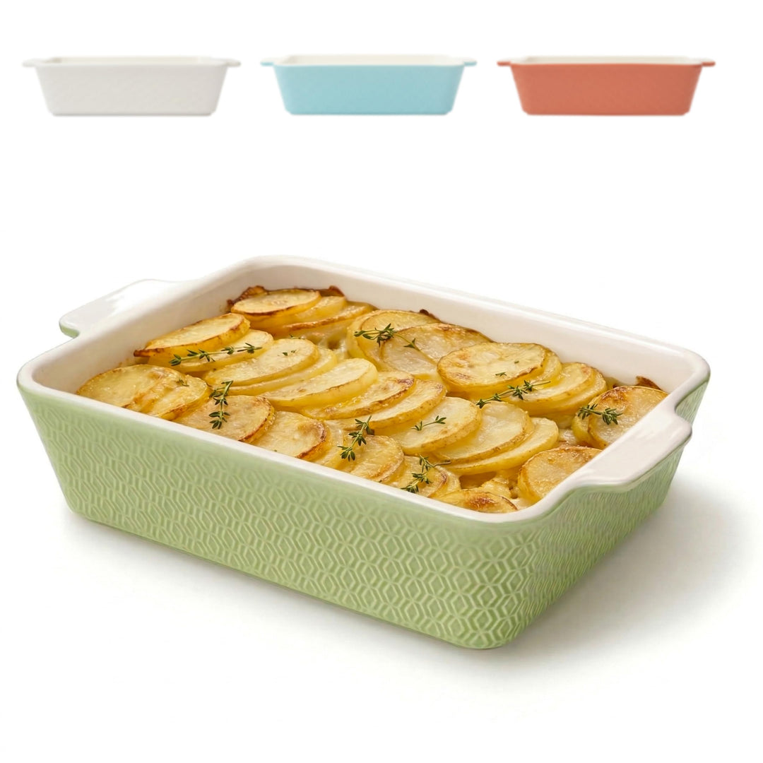 Praknu Auflaufform Gross - Lasagne Auflaufform aus Keramik - Extra Hoher Rand - Ofenform Für Tiramis