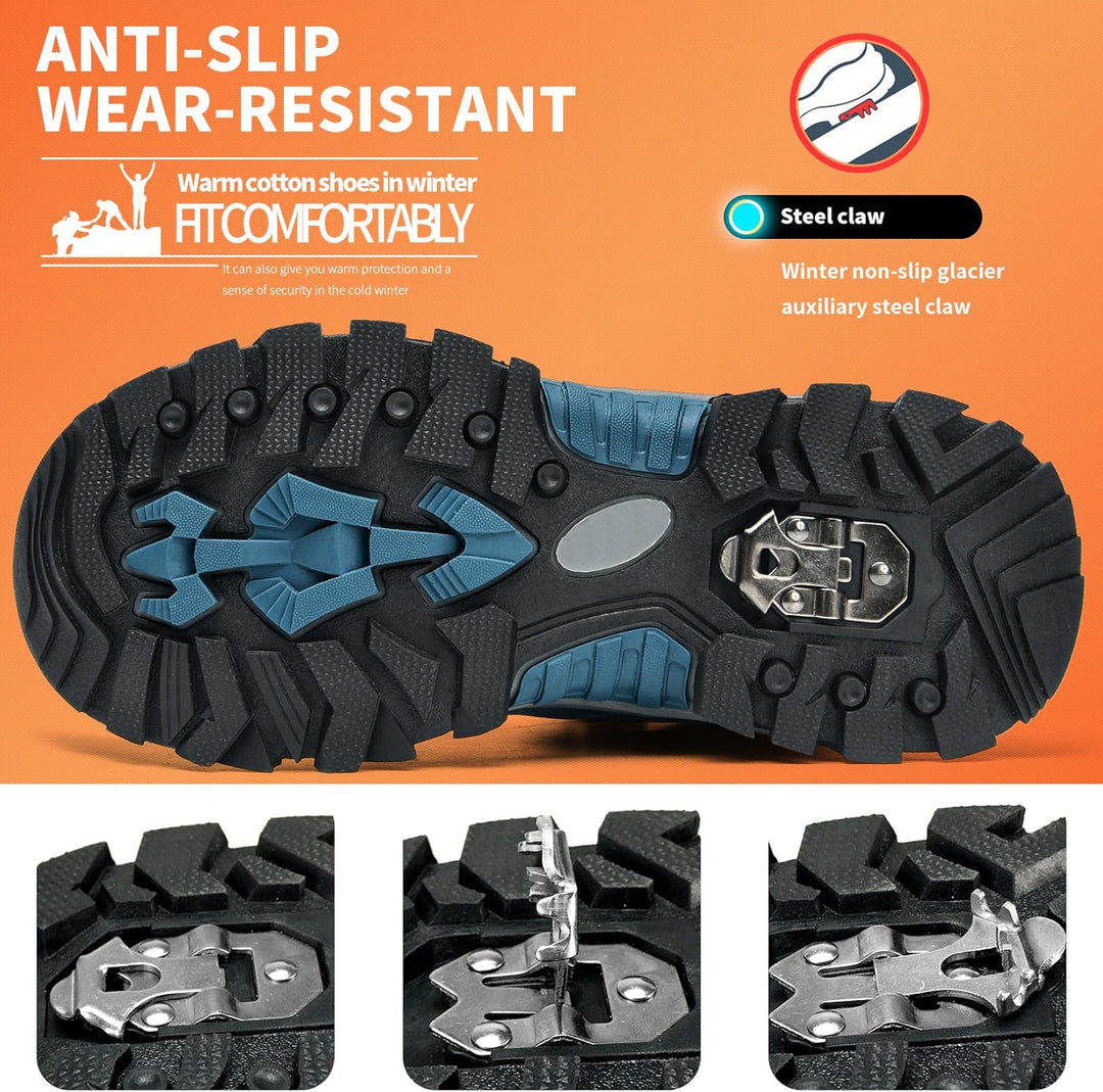 ASHION Jungen Winterschuhe Kinder Schneestiefel gefüttert und wasserdicht – rutschfeste Outdoor Wand