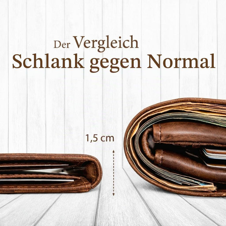 Corno d´Oro Portmonee Herren Leder Mini I Slim Wallet mit RFID Schutz I Kleines Portemonnaie Herren
