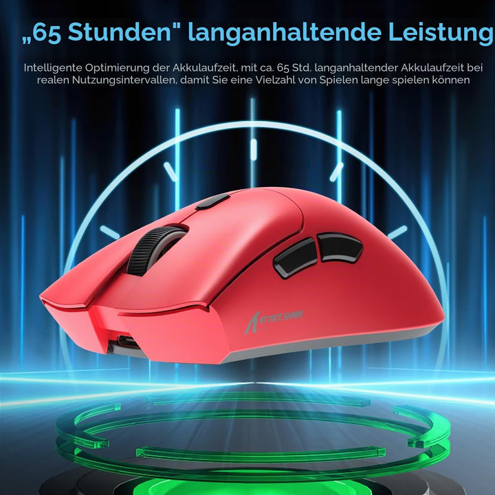 ATTACK SHARK R1 59g Superlight Maus, PixArt PAW3311 Gaming-Sensor, BT/2,4G kabellose/kabelgebundene