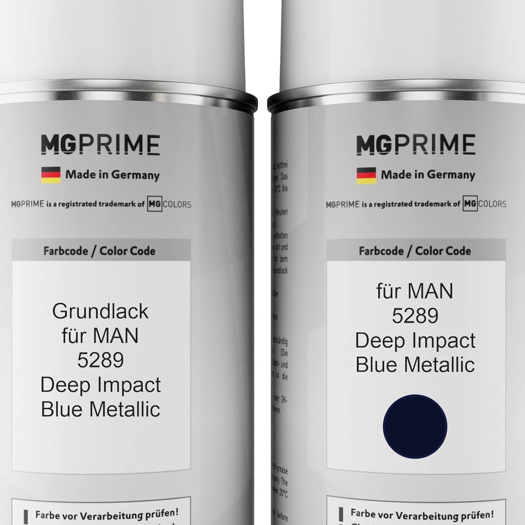 MG PRIME Autolack Sprühdosen Set für MAN 5289 Deep Impact Blue Metallic Grundlack Basislack Klarlack