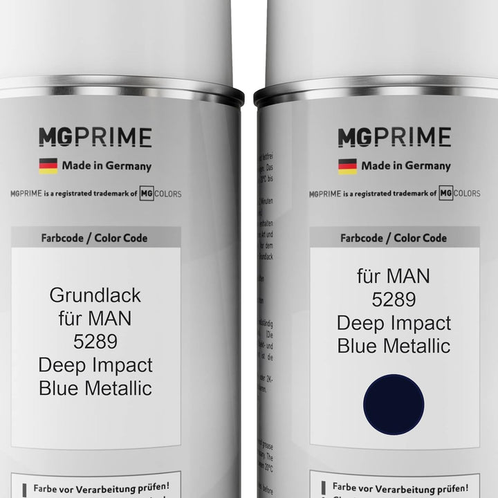 MG PRIME Autolack Sprühdosen Set für MAN 5289 Deep Impact Blue Metallic Grundlack Basislack Klarlack