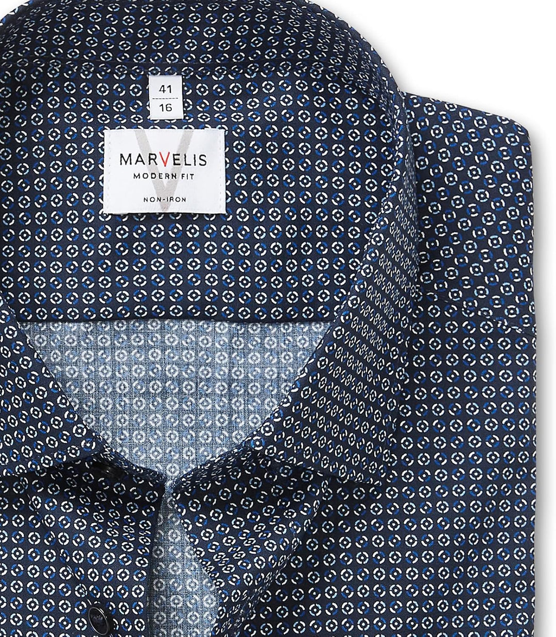 Marvelis Herren Businesshemd Langarm 722584,Rotationsdruck,Modern Fit,New Kent 39 Marine 18, 39 Mari