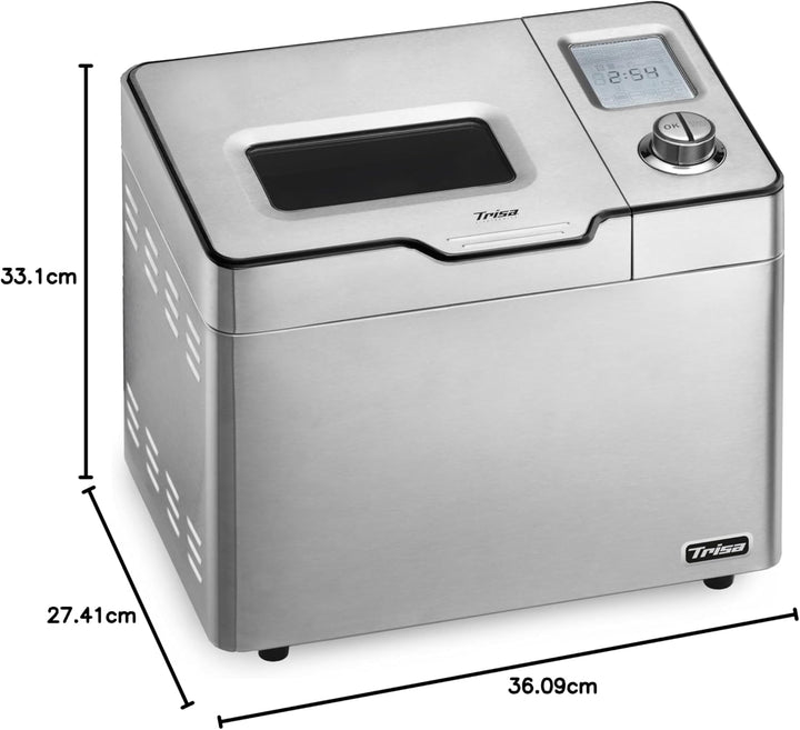 Trisa Le Bistro Brotbackautomat Edelstahl mit automatischem Zutatenspender, 25 Programme (inkl. Glut