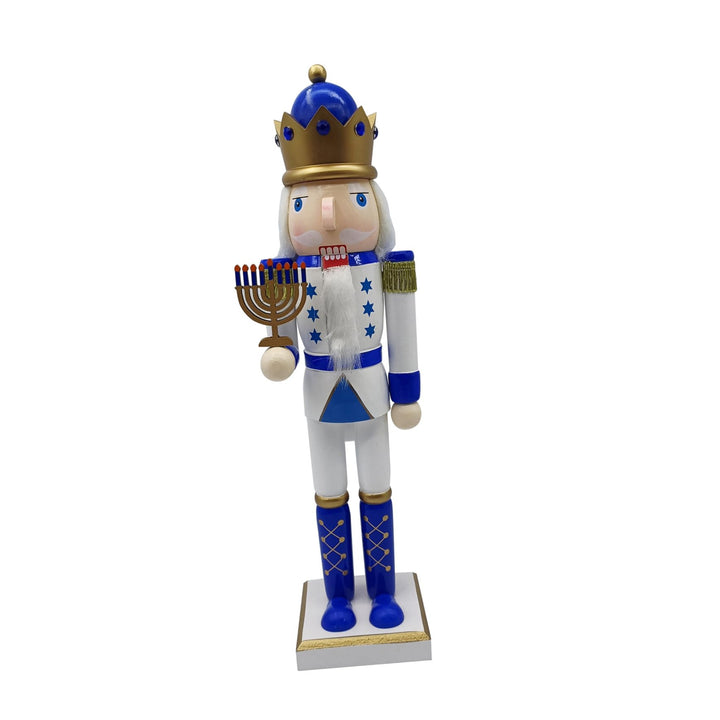 Ciieeo Nussknacker-Soldat-Puppe Aus Holz Blau-weiss Traditionelle Nussknacker-soldatenfigur Chanukka