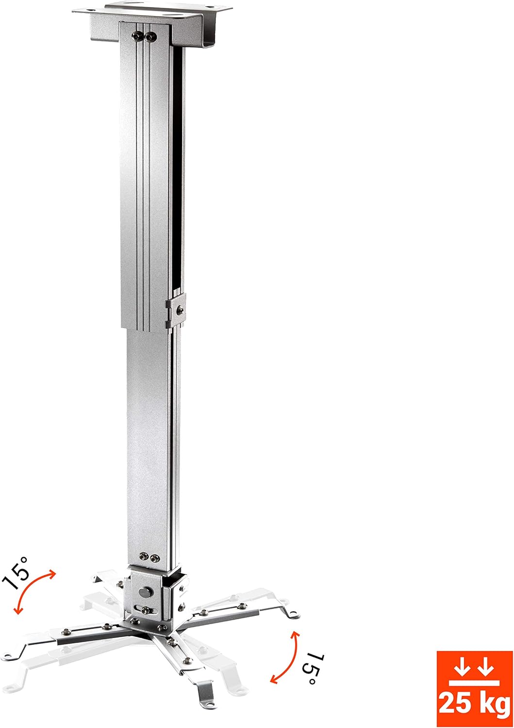 celexon neigbare und schwenkbare Beamer-Deckenhalterung universal MultiCel63100S - Silber- 63-100 cm