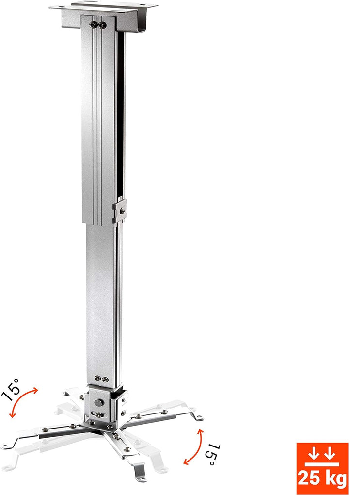 celexon neigbare und schwenkbare Beamer-Deckenhalterung universal MultiCel63100S - Silber- 63-100 cm