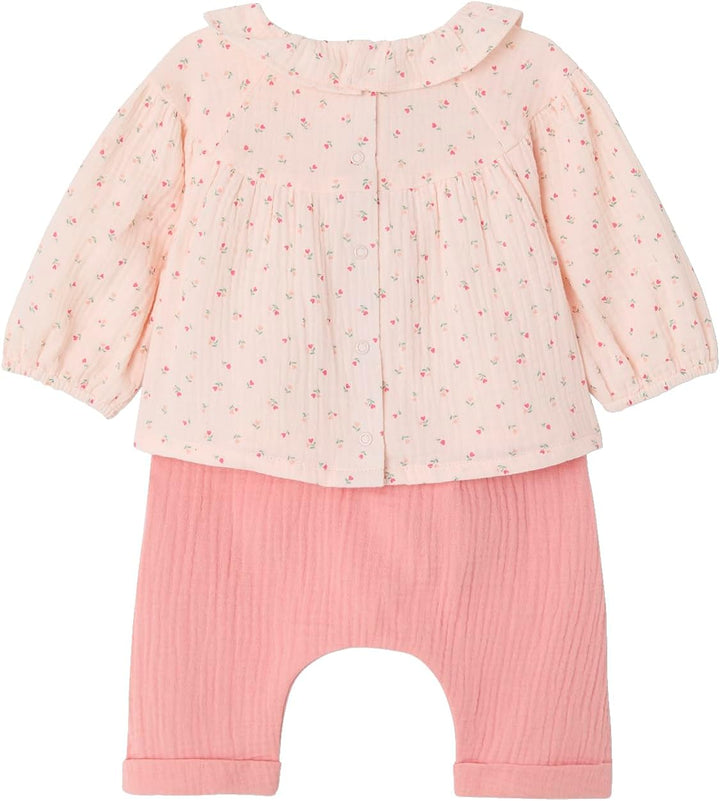 Vertbaudet Baby-Set mit Volants: Bluse & Haremshose, Musselin ROSE 80, ROSE 80