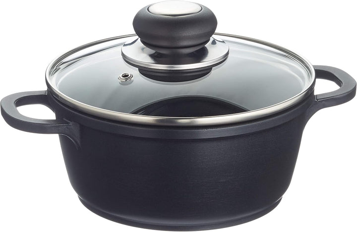 Karl Krüger 22016D Fleischtopf mit Glasdeckel Delta, Aluminium, Schwarz, 16 cm, 16 CM