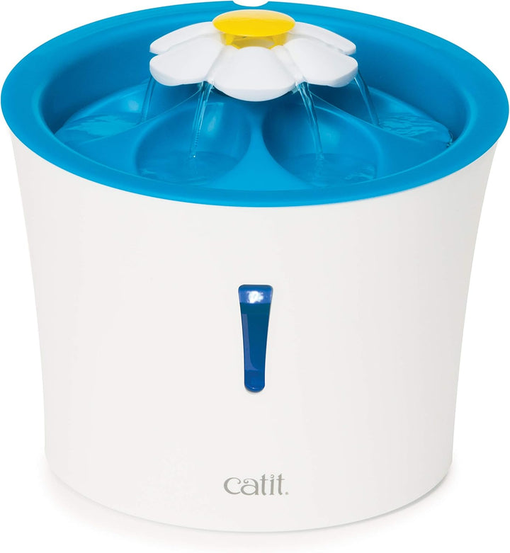 Catit 43747w Blumentrinkbrunnen 3l Mit Led & 55601 Ersatz-Reinigungsfilter 3er Pack für 3 L Trinkbru
