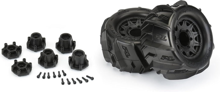 1/10 Dumont F/R 2.8" MT Tires Mounted 12mm/14mm Black Raid (2)