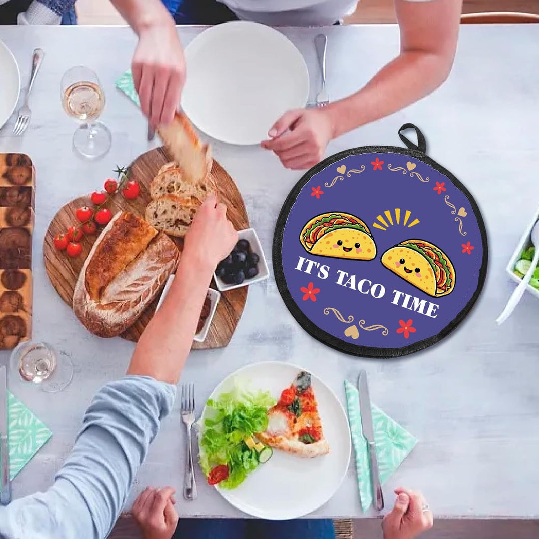 CREATCABIN Tortilla Wärmer Tacos Tortilla Halter Wärmer Tragbar Polyestergewebe Blau Doppeldruck Fri