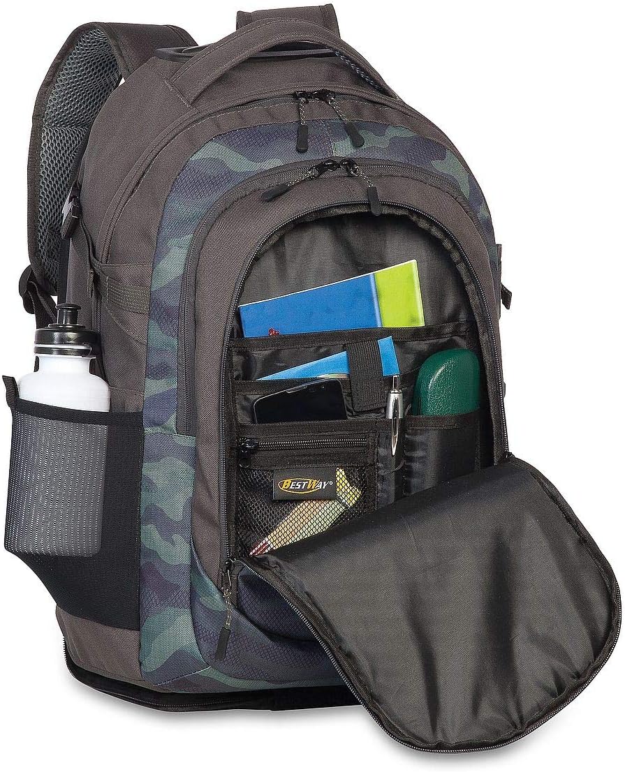Fabrizio Bestway 2 Rad Rucksack Trolley Schultrolley Backpack Schulranzen mit Rollen, Farbe:Schwarz/