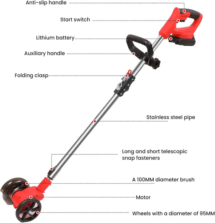 Akku-Fugenreiniger Kompatibel mit Makita 18v Batterie,120-155cm Arbeitsgriffhöhe, mit wechselbare Fu
