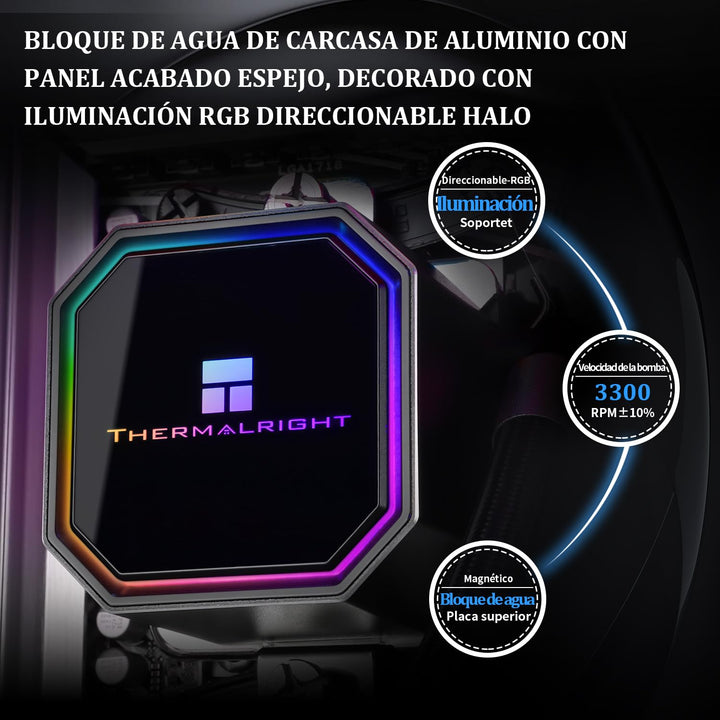 Thermalright Frozen Prism 360 BLACK ARGB CPU-Flüssigkeitskühler,Effiziente PWM-gesteuerte Pumpe 3300