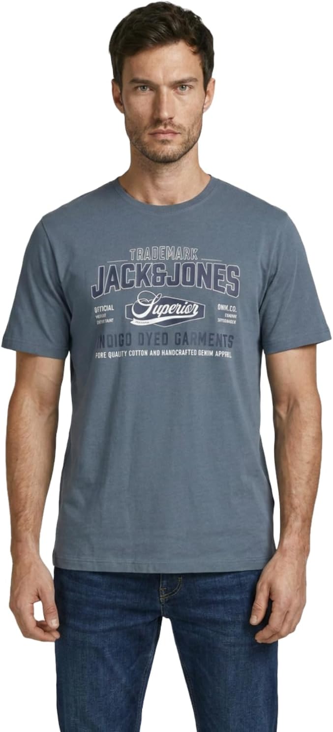 JACK & JONES Herren 5er-Set T-Shirts in verschiedenen Styles, Prints und Farben aus Baumwolle S 5er