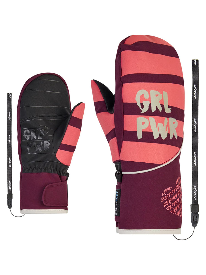 Ziener Mädchen Liwani Ski-Fäustling/Wintersport | wasserdicht, Primaloft, modisch 7.5 velvet red, 7.