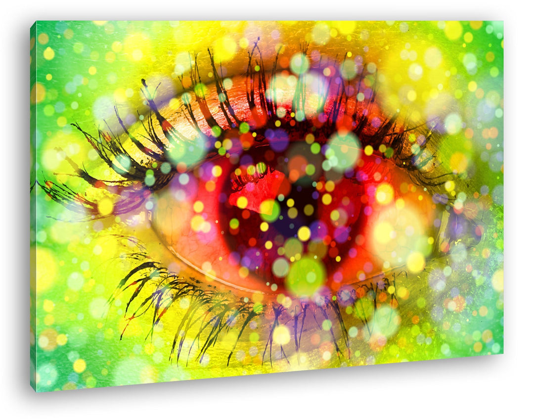 deyoli kunterbuntes Auge Format: 80x60 als Leinwandbild, Motiv fertig gerahmt auf Echtholzrahmen, Ho