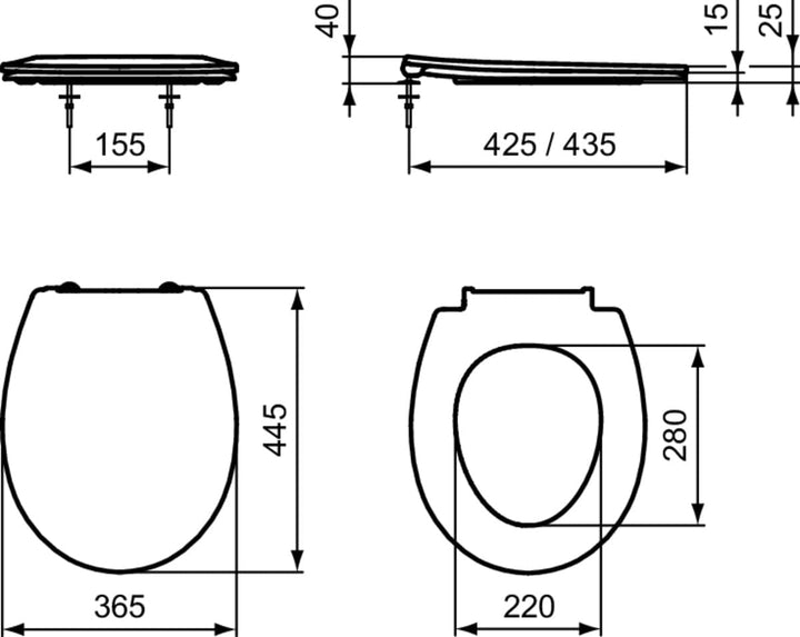 Ideal Standard E131601 Sandringham 21 normaler geschlossener WC-Sitz, weiss, Standard Close, Standar