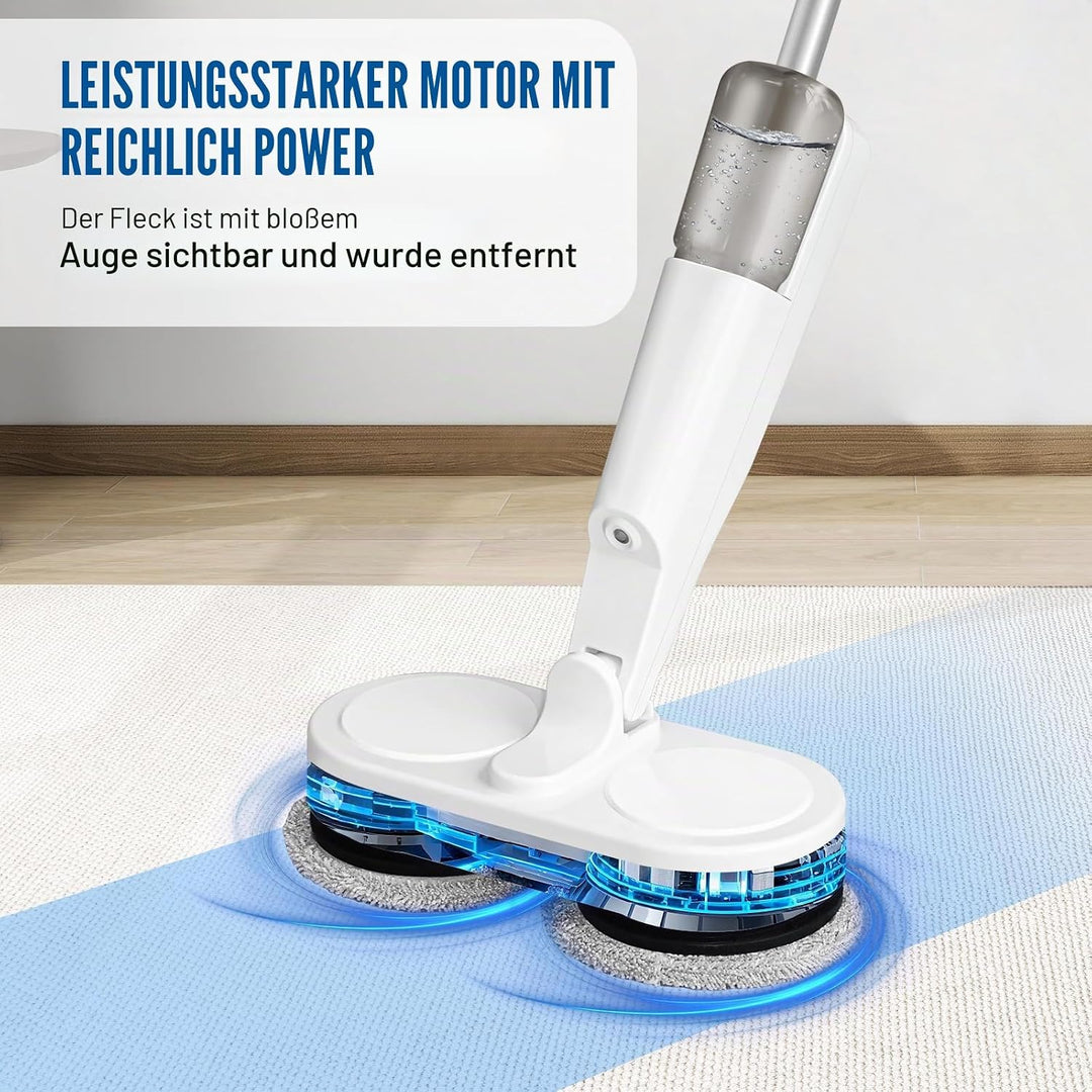 Elektrischer Wischmopp, kabellos, 7,4 V, 2000 mAh, Lithium-Akku, 200 ml Wassertank, 1 Stunde Laufzei