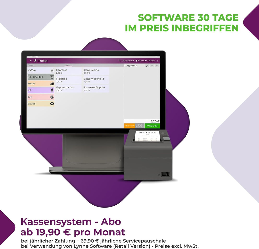 Registrierkasse Kassensystem - Finanzamtkonform 2022 - TSE ready - integrierter Bondrucker - Gastron
