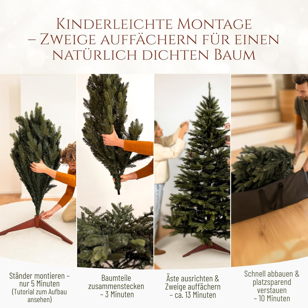 Premium Weihnachtsbaum künstlich 220cm -TESTSIEGER - Naturgetreu, dichte Zweige, Künstlicher Weihnac
