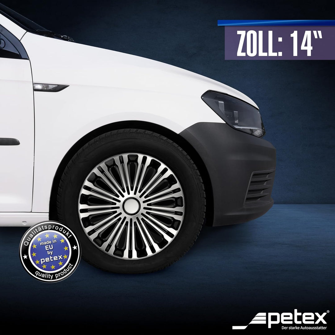 PETEX Radkappen Satz 14 Zoll Volante Silber/schwarz (1350-3626)