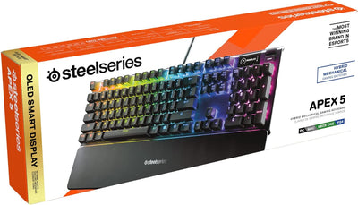 SteelSeries Apex 5 - Hybrid-Mechanische Gaming Tastatur - Tastenweise RGB-Beleuchtung - Oled Smart-D