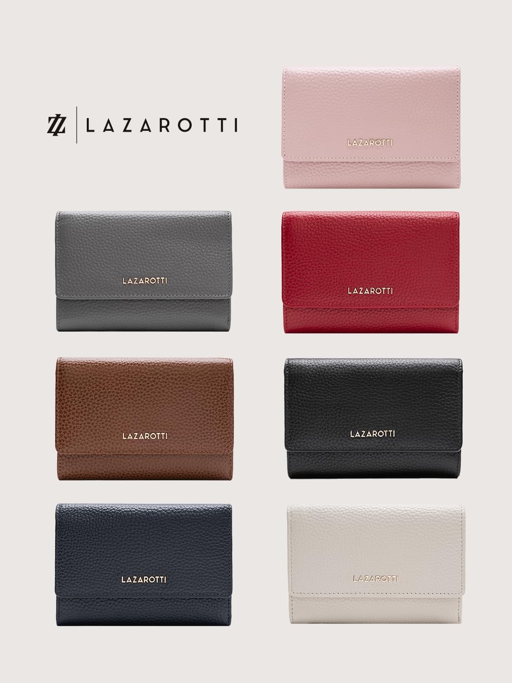 Lazarotti Bologna XL Leder Damen-Geldbörse | grosses Reissverschlussfach, 15 Kartenfächer, RFID-Schu