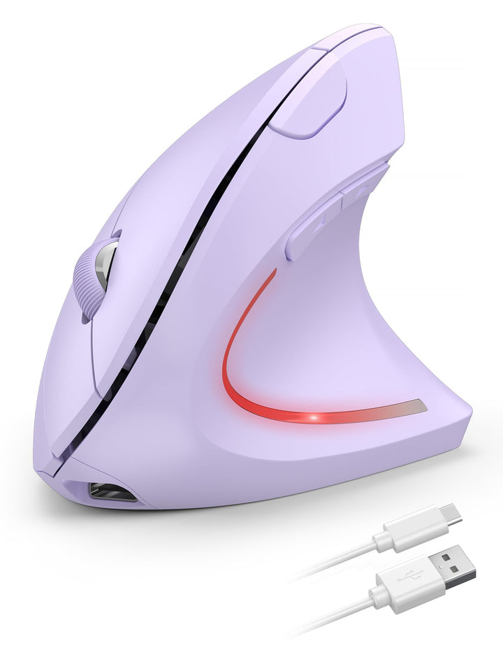TECKNET Wiederaufladbar Ergonomische Maus Kabellos, 2.4G Optische Vertikale Maus Ergonomisch, 5 Eins