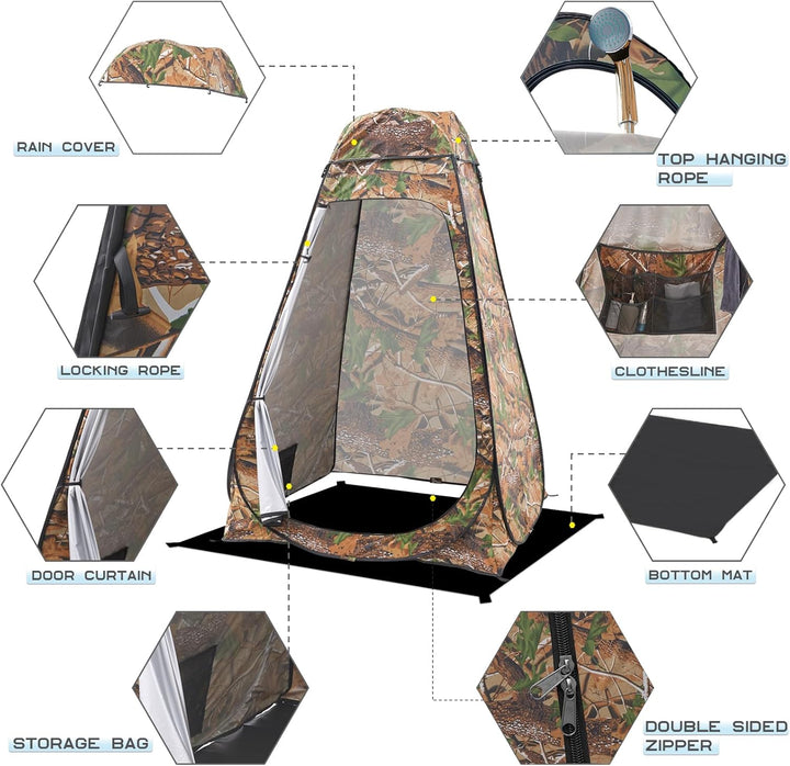 BRIAN & DANY Duschzelt Camping, Pop Up Toilettenzelt, Tragbares Umkleidezelt mit Regenschutz und Fen