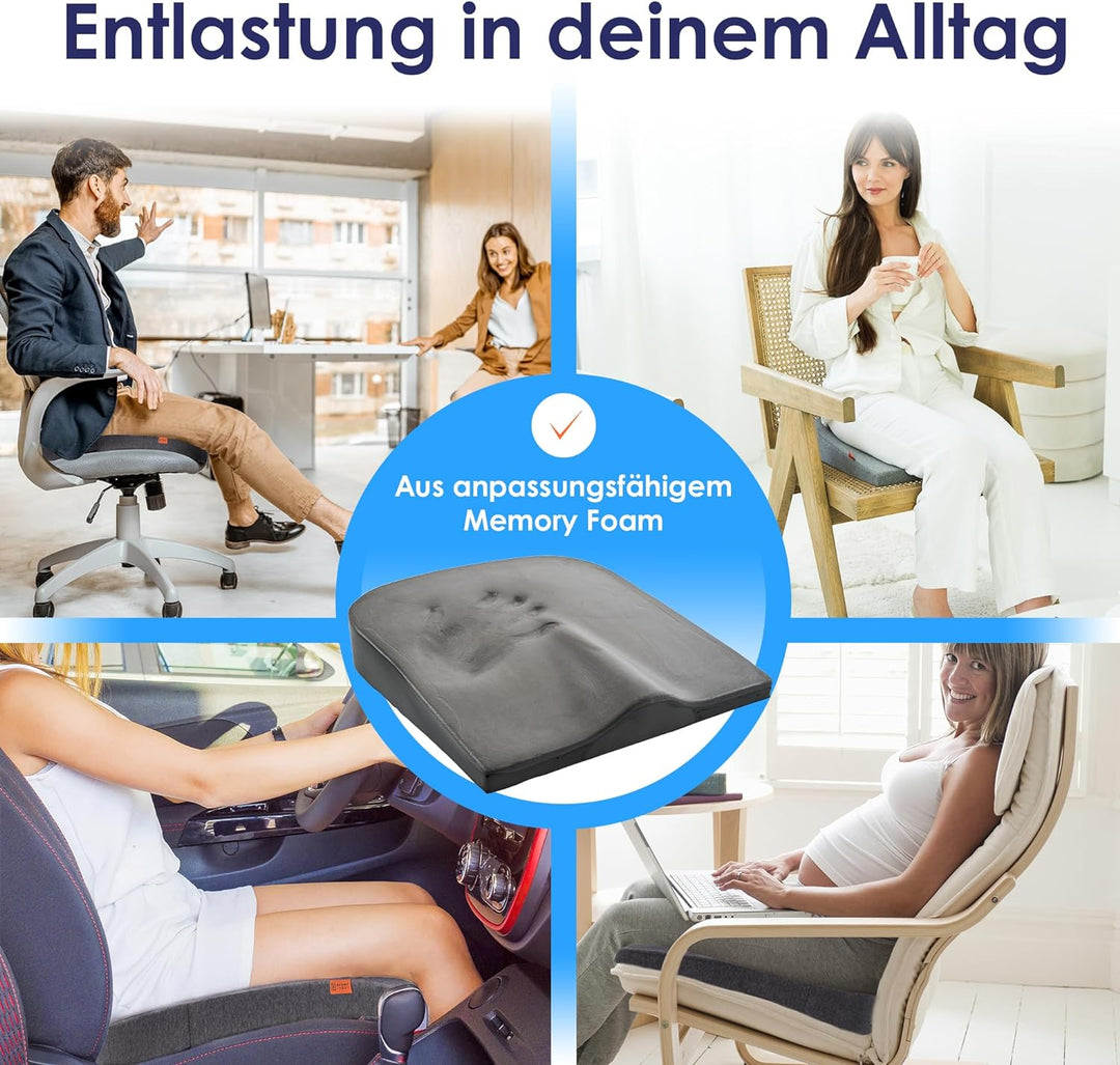 Bequemes Keilkissen - Modernes Ergonomisches Sitzkissen Stuhl, Bürostuhl, Auto - Optimal Harte Füllu