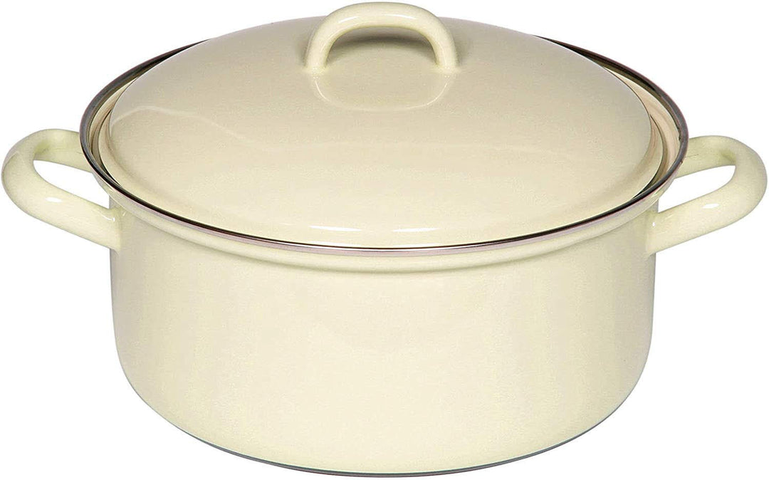 Riess Kasserolle mit Chromrand, Gemüsetopf, mit 2 Griffen, Ø 16 cm, 1 l, gelb