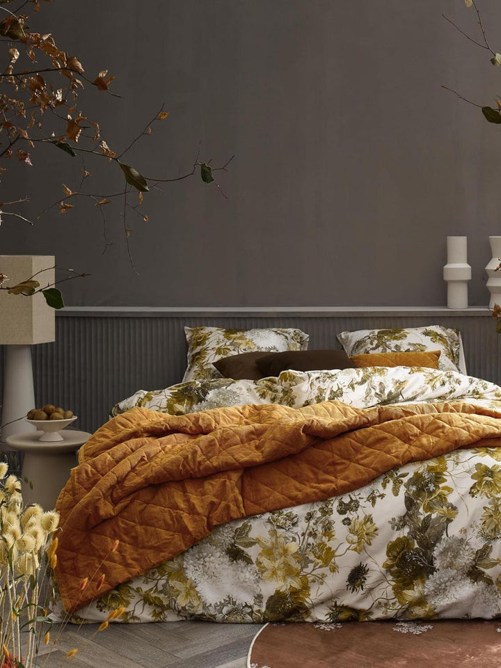 ESSENZA Bettwäsche Maily Blumen Baumwollsatin Olive, 155x220 + 1 x 80x80 cm, 401298-100DE-006, 155x2
