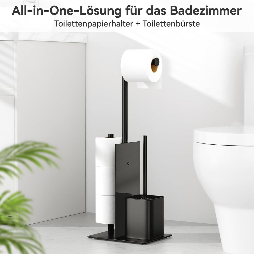 Edelstahl Klopapierhalter Stehend mit Klobürste - Toilettenpapierhalter Stehend mit WC Bürste, Ohne