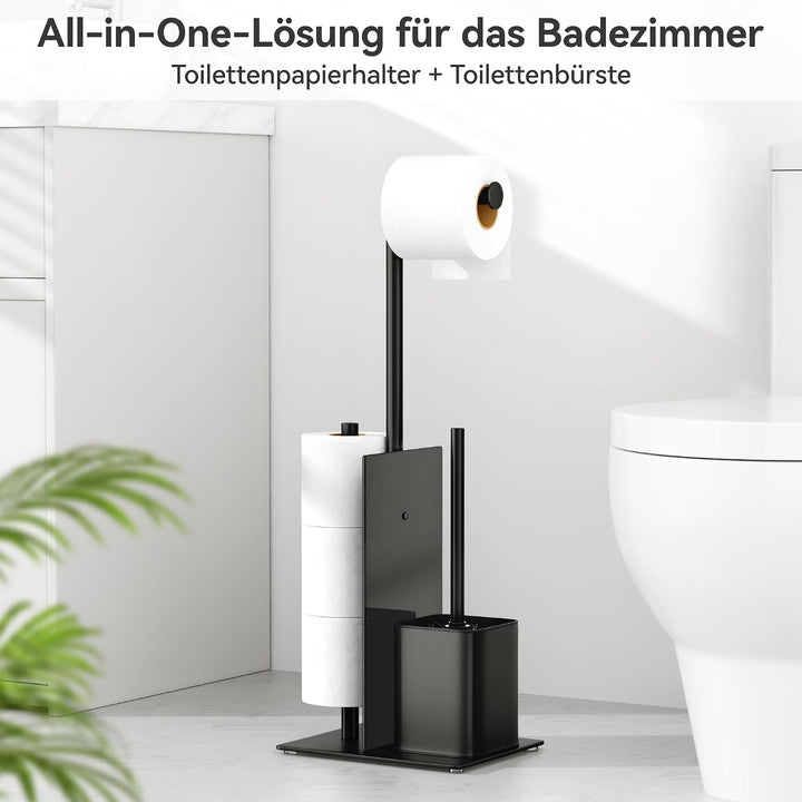 Edelstahl Klopapierhalter Stehend mit Klobürste - Toilettenpapierhalter Stehend mit WC Bürste, Ohne