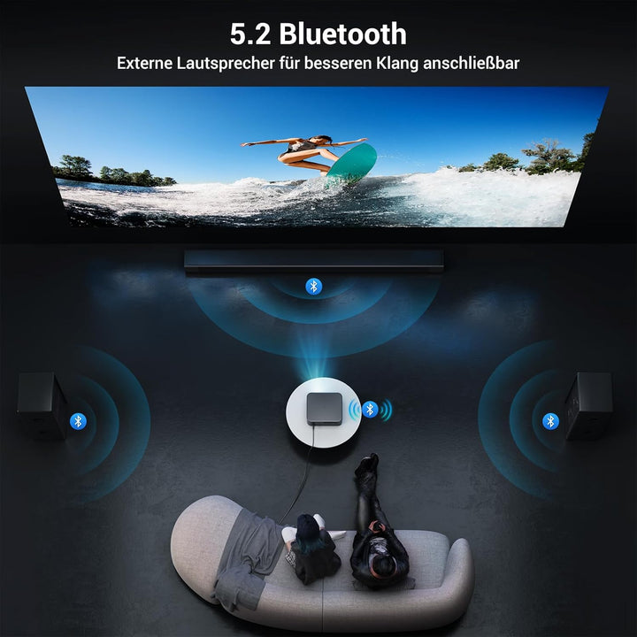 Tageslicht Beamer 4K [1500ANSI/KI-Autofokus/Trapezkorrektur] 38000 Lumen Full HD Beamer mit WiFi 6 B