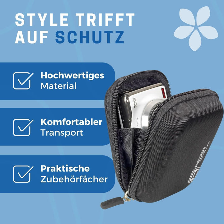PEDEA Hardcase Kameratasche für Aberg Best 21 / Canon IXUS 275 HS, 285 HS, PowerShot D30 / Olympus T
