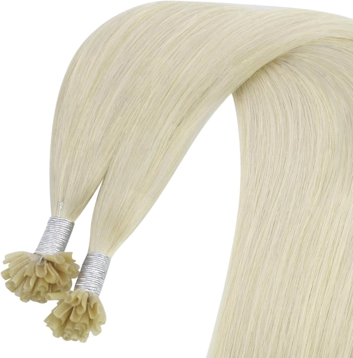 YoungSee Extensions Echthaar Bondings Blond 45cm Bonding Extensions Echthaar 1g Haarverlangerung Bon