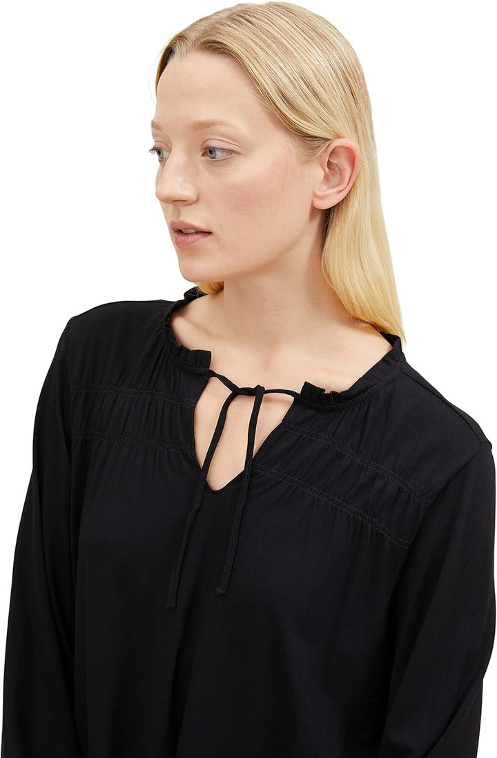 TOM TAILOR Damen Kleid mit Raffdetail 36 14482 - Deep Black, 36 14482 - Deep Black