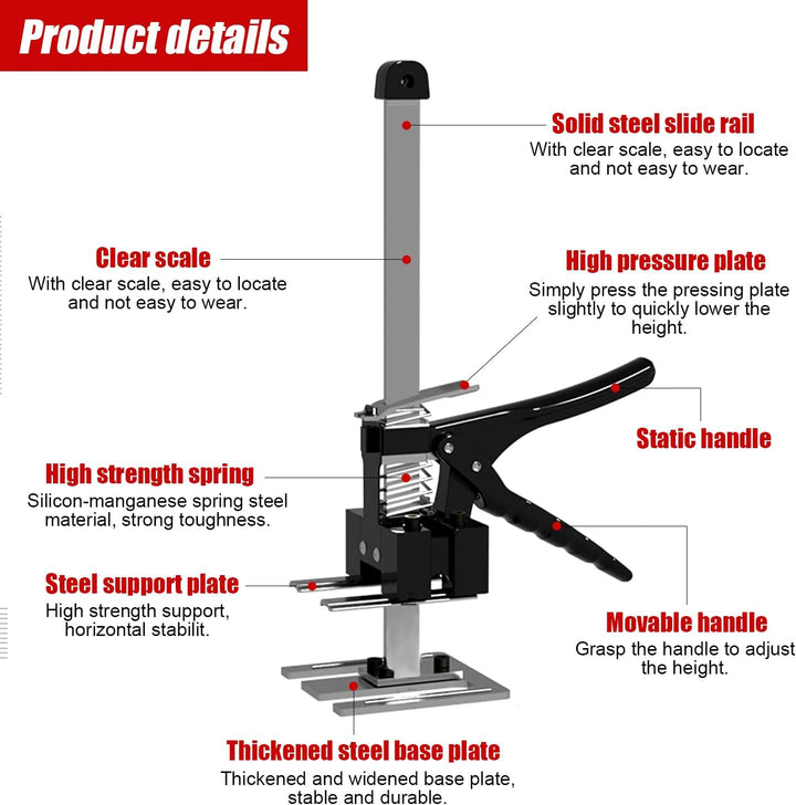 Arbeitssparender Heber, 2 Stück 38.8cm Arm Handwerkzeugheber mit Skala, Bis Zu 240 KG Fliesenheber H