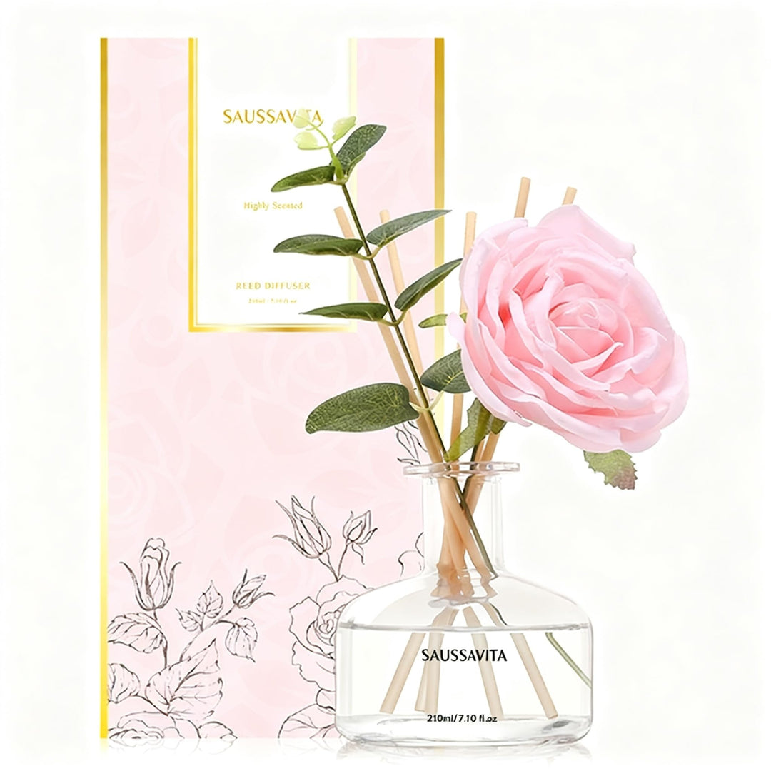 Blume Raumduft Diffuser 120 Tage Rose Duft für Badezimmer Deko, Natürlich und Langanhaltend Aroma Di