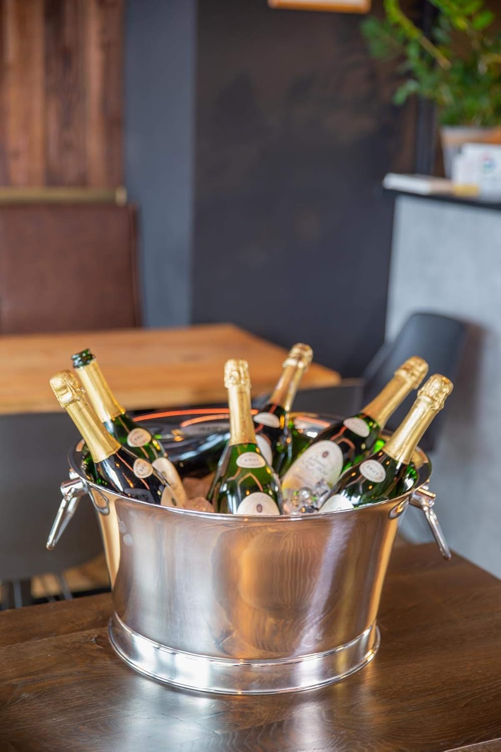 EDZARD Champagner Kühler Samu (Ø 48 cm, gross) aus Edelstahl - Flaschenkühler, Sektkühler doppelwand