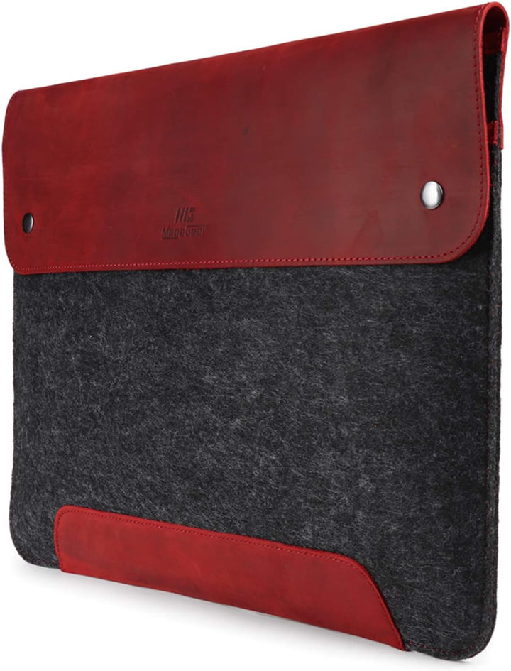 MegaGear MacBook-Tasche aus echtem Leder und Fleece, Laptop-Hülle für MacBook Pro und MacBook Air Hü