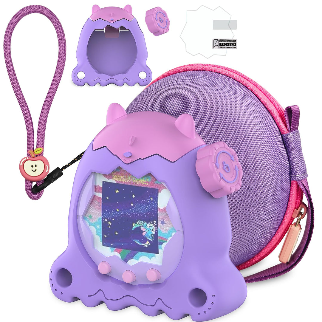 Weiche Silikonhülle und Harte Tragetasche für Tamagotchi Paradise, inklusive Displayschutzfolie, Han